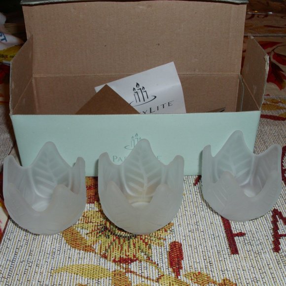 frosted lotus blossom, candle holders votive.partylite